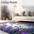 Vibrant Purple Floral Botanical Garden Rug