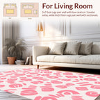 Playful Pink Abstract Brushstroke Pattern Rug