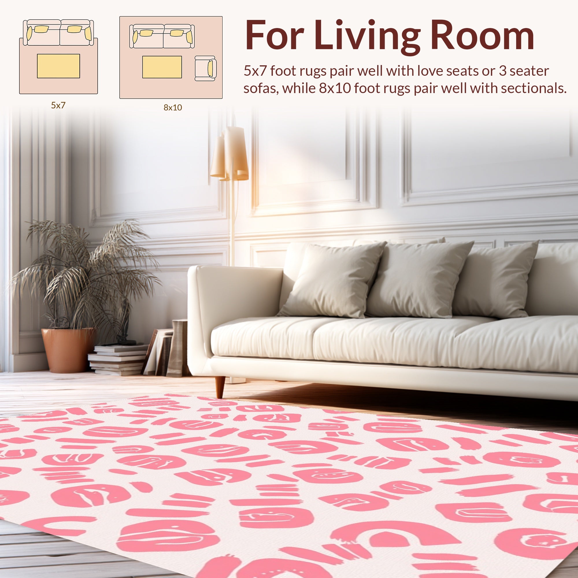 Playful Pink Abstract Brushstroke Pattern Rug