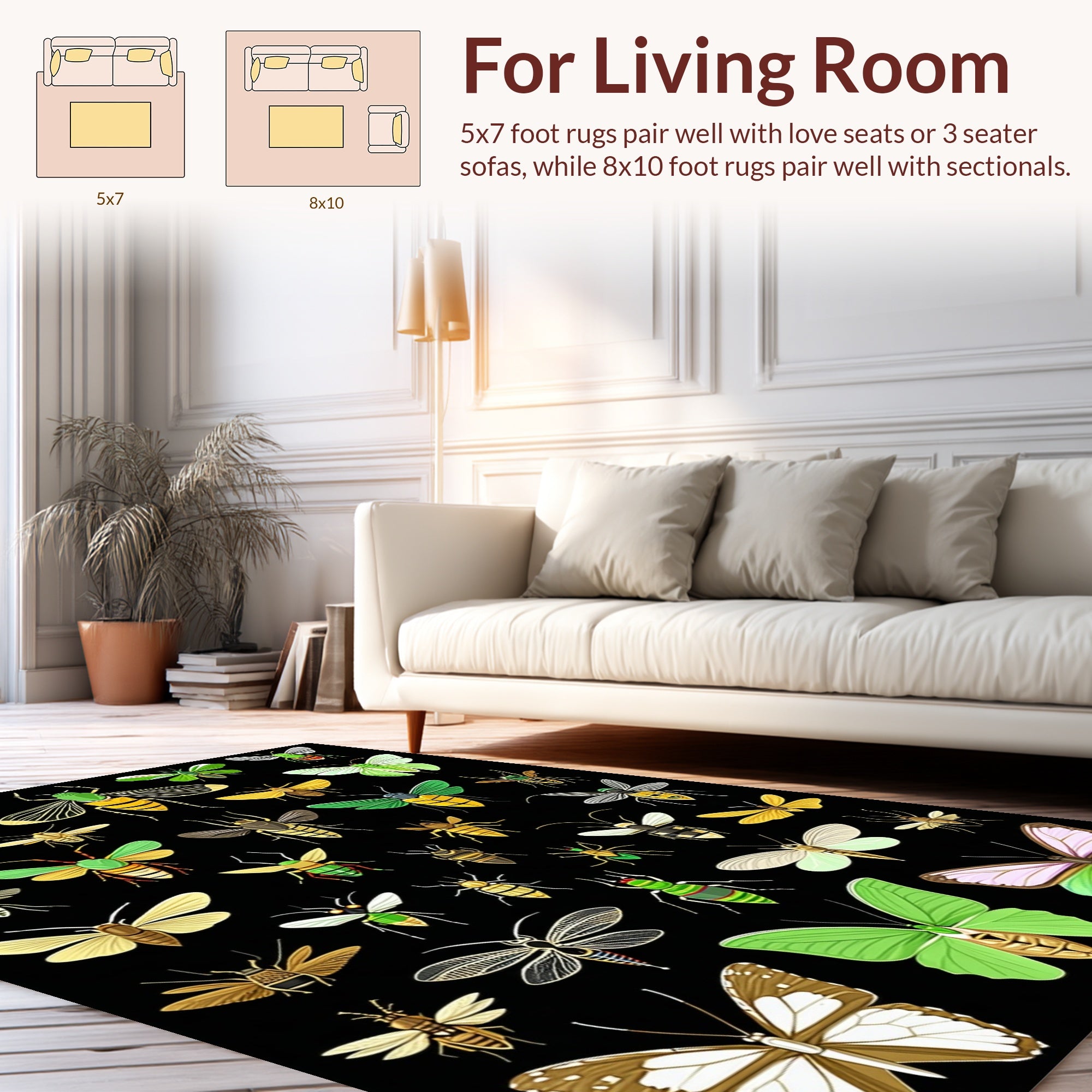 Assorted Insect Pattern Design Rug