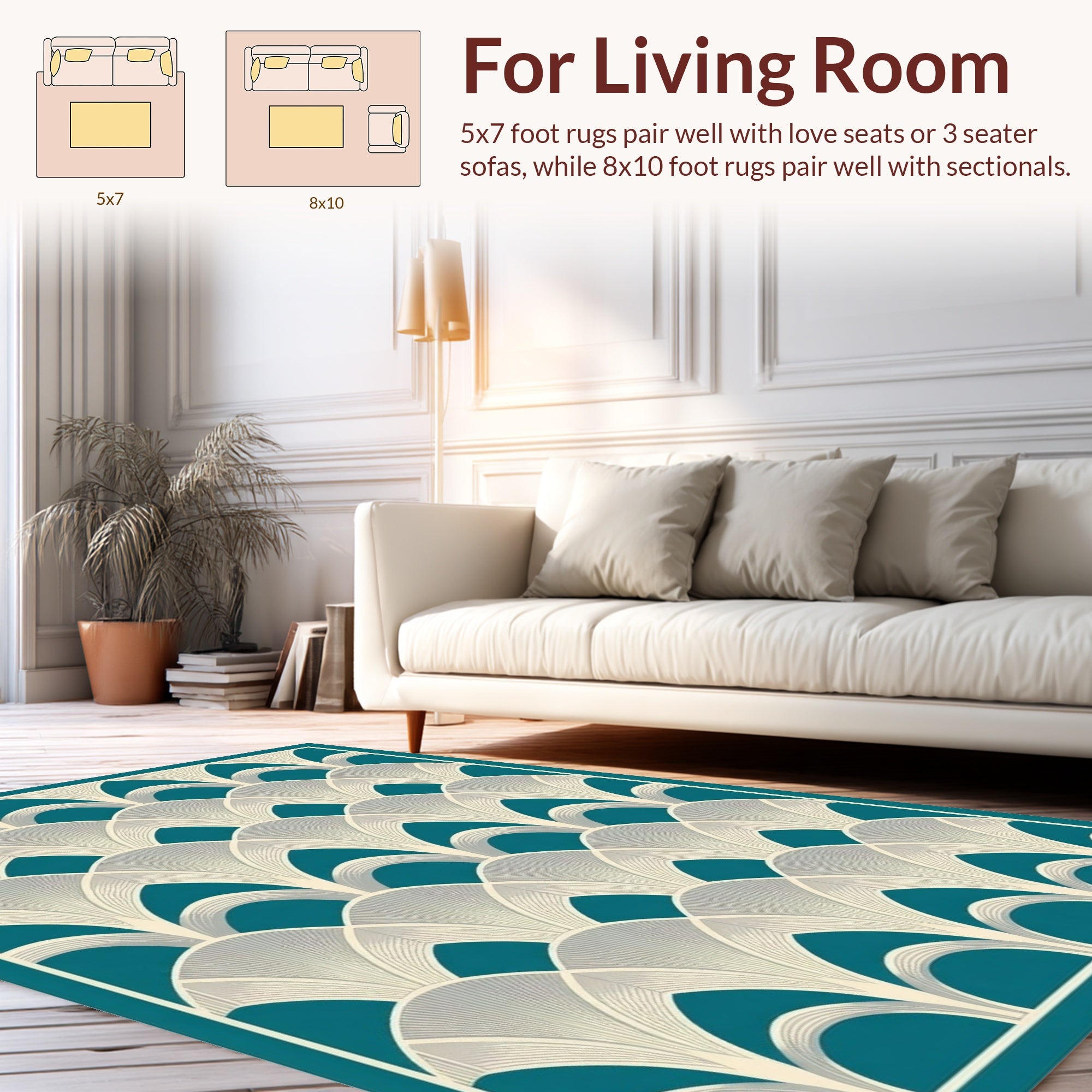 Art Deco Fan Patterned Geometric Rug