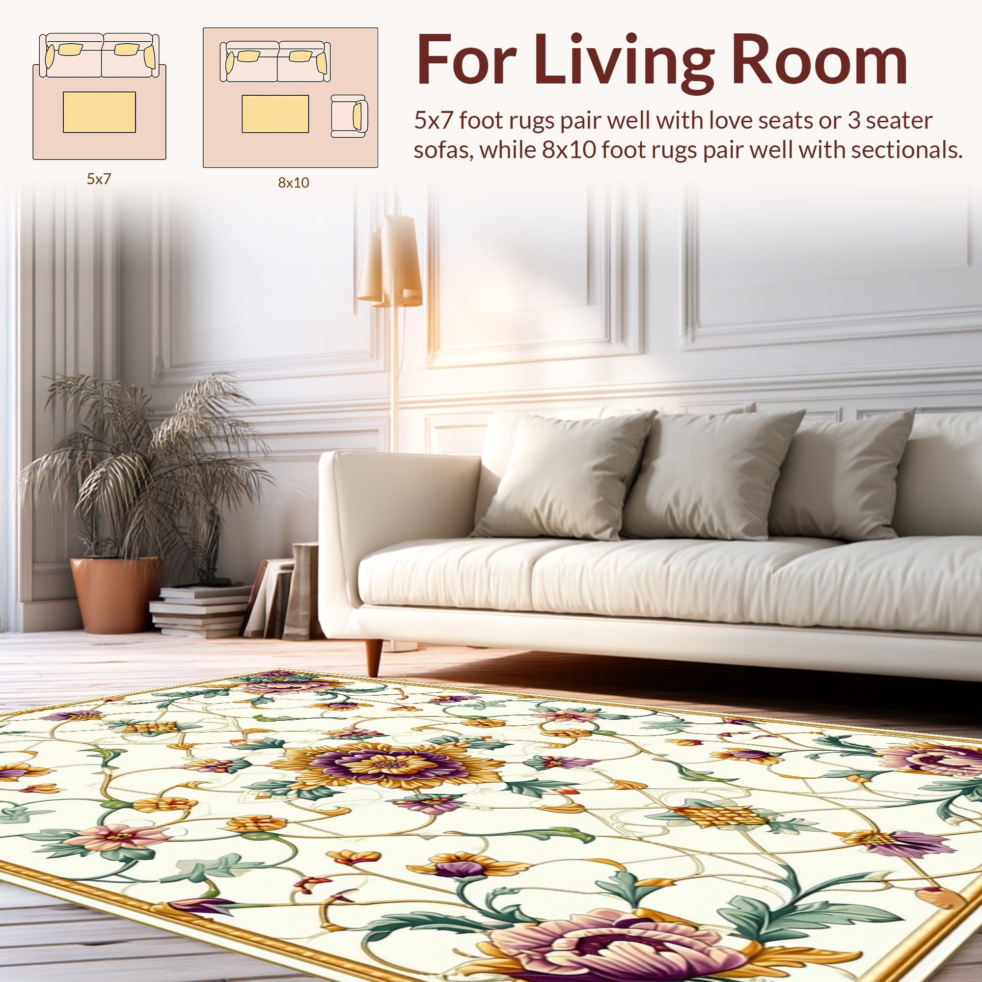 Vintage Floral Pattern with Gold Accents Rug