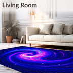 Vibrant Pink Blue Galaxy Swirl Rug