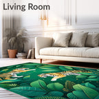 Jungle Tigers Tropical Lush Greenery Rug