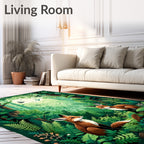Enchanting Woodland Foxes With Birds Design Rug