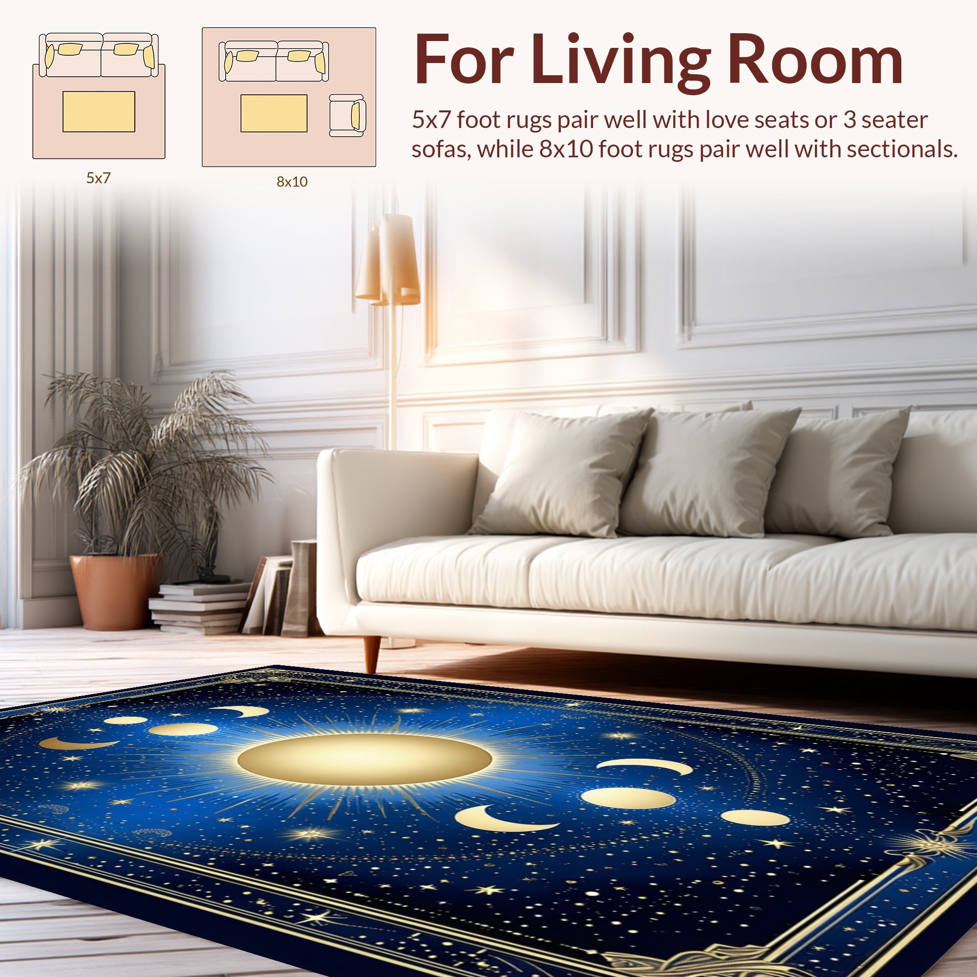 Celestial Sun Moon Starry Night Rug