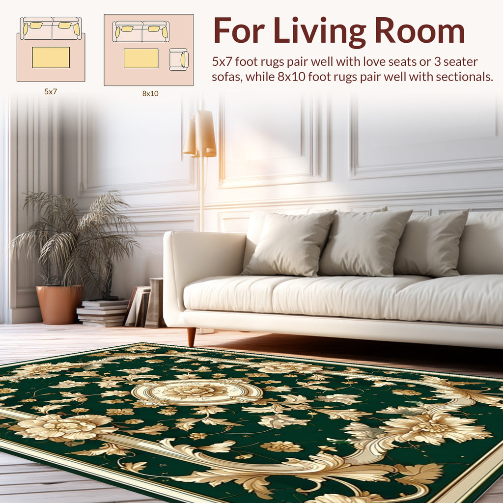 Elegant Gold Floral Vintage Pattern Rug
