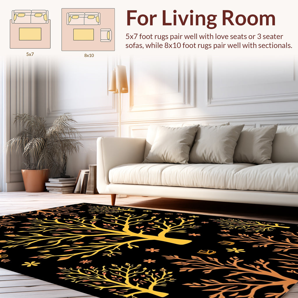 Golden Tree Patterned Rug