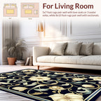 Ornate Floral Scrollwork Dark Rug