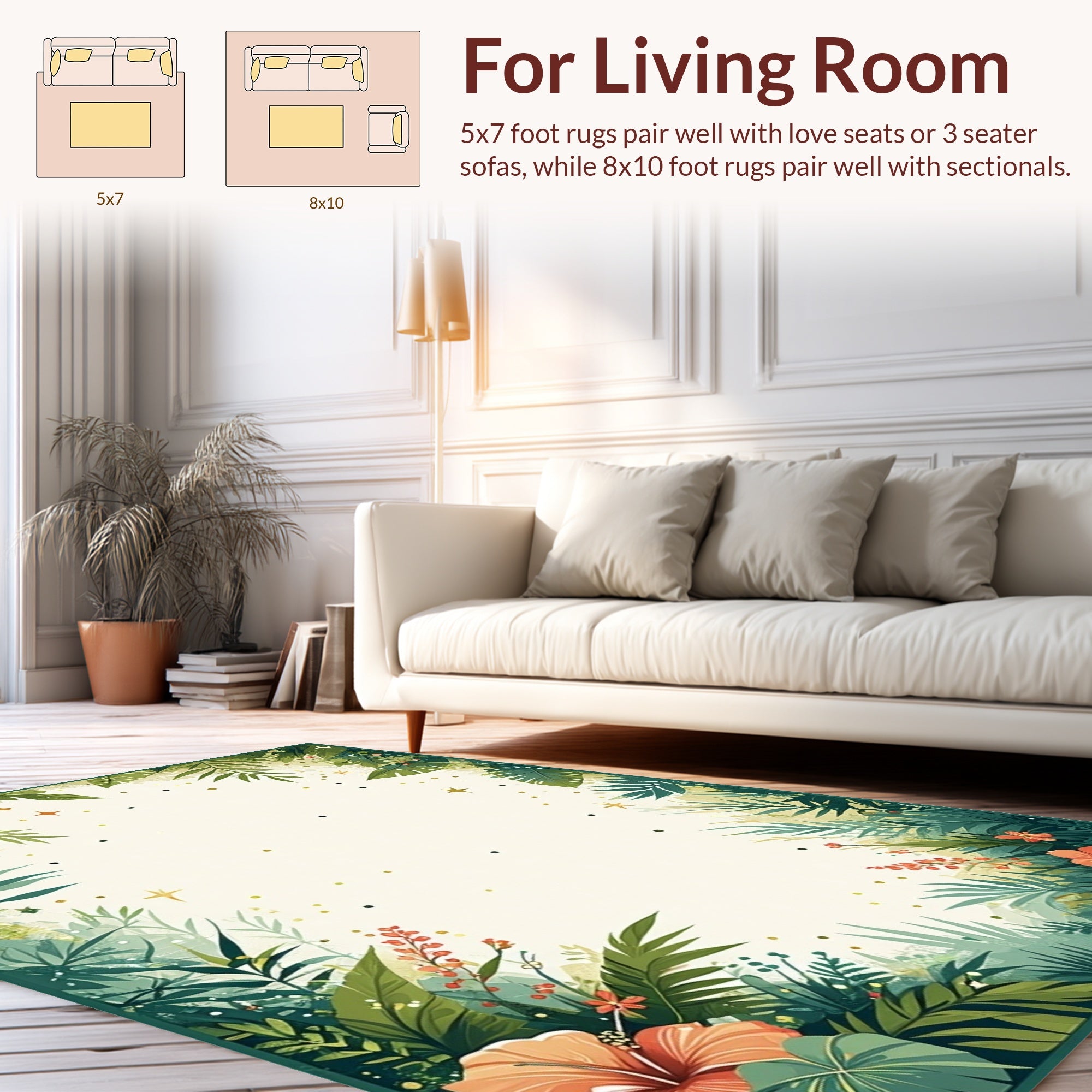 Lush Jungle Floral Tropical Leaves Rug