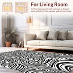 Abstract Black White Marble Pattern Rug