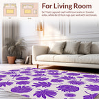 Purple Floral Leaf Pattern Rug