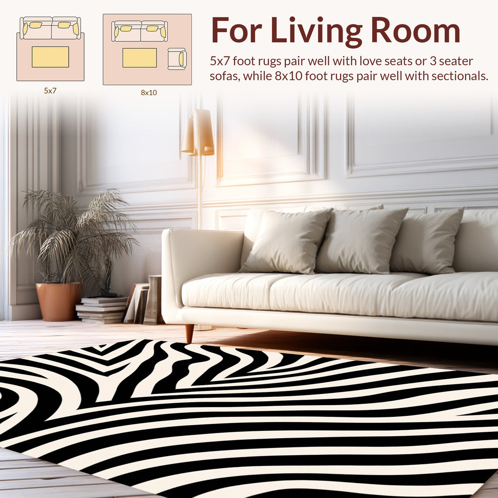 Bold Black Ivory Zebra Stripe Rug