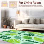 Tropical Leaf Pattern Green Foliage Rug