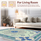 Floral Botanical Motif With Blue Accents Rug
