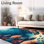 Diverse Fish Coral Reef Undersea Scene Rug