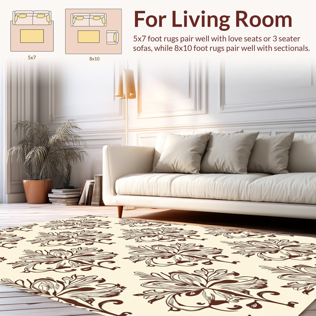 Classic Floral Swirls Damask Rug