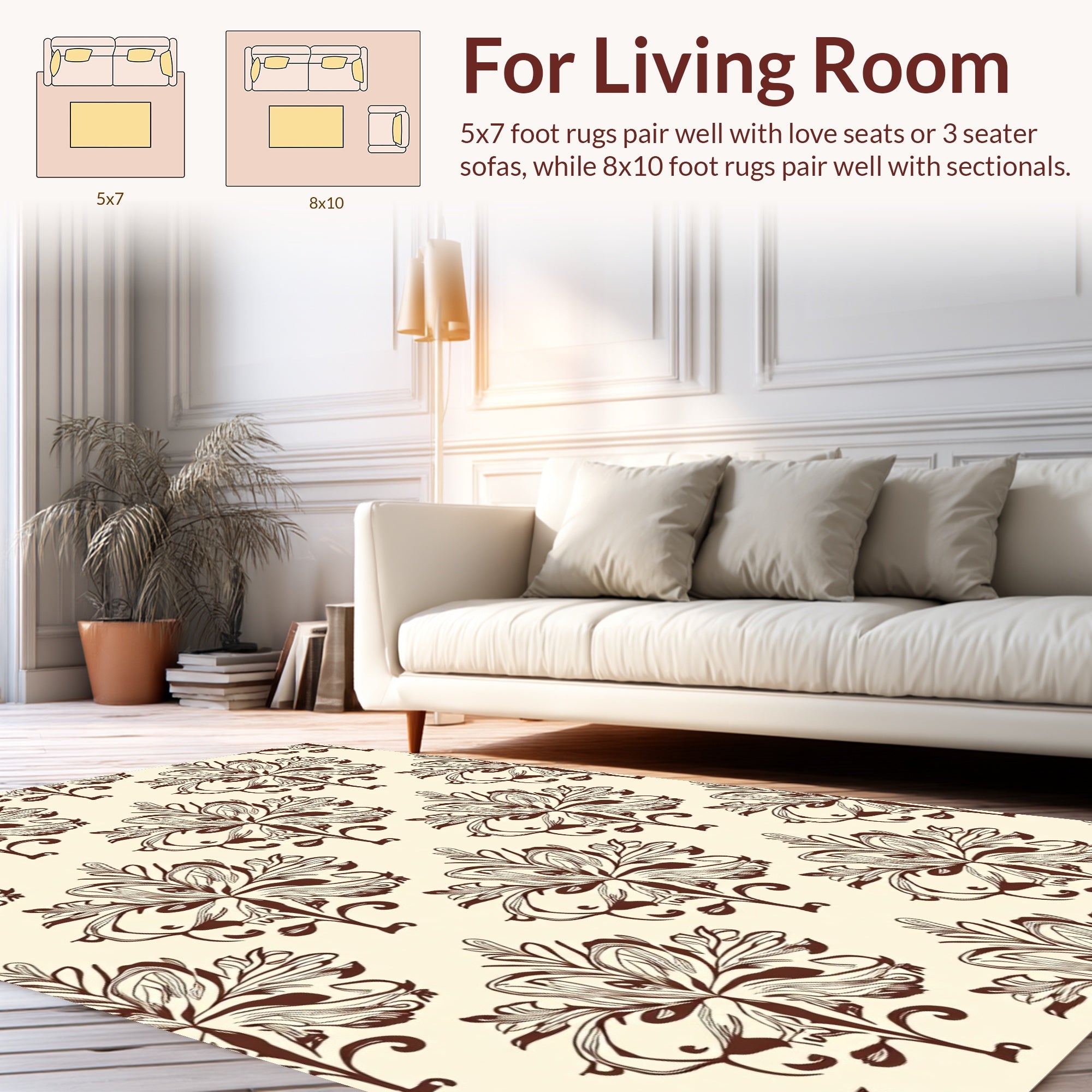 Classic Floral Swirls Damask Rug