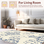 Elegant Blue Floral Damask Pattern Rug