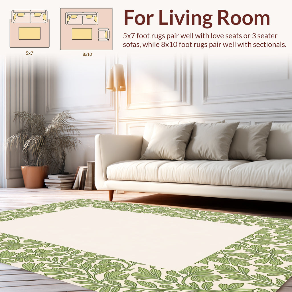 Green Leafy Vine Pattern Rug