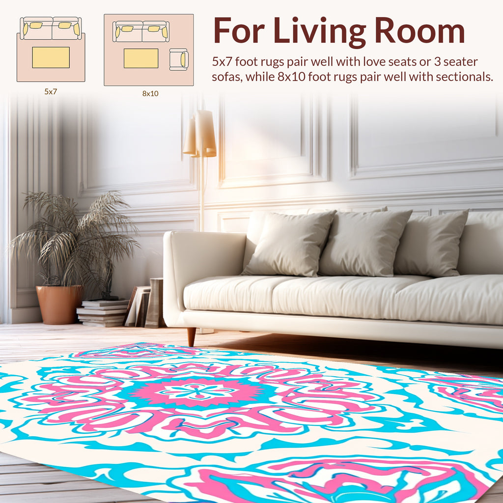 Artistic Floral Mandala Pattern Rug