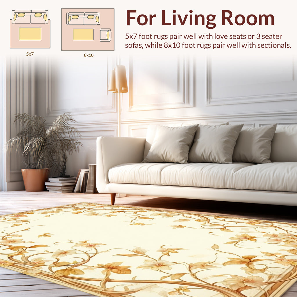 Antique Floral Vine Scrollwork Rug