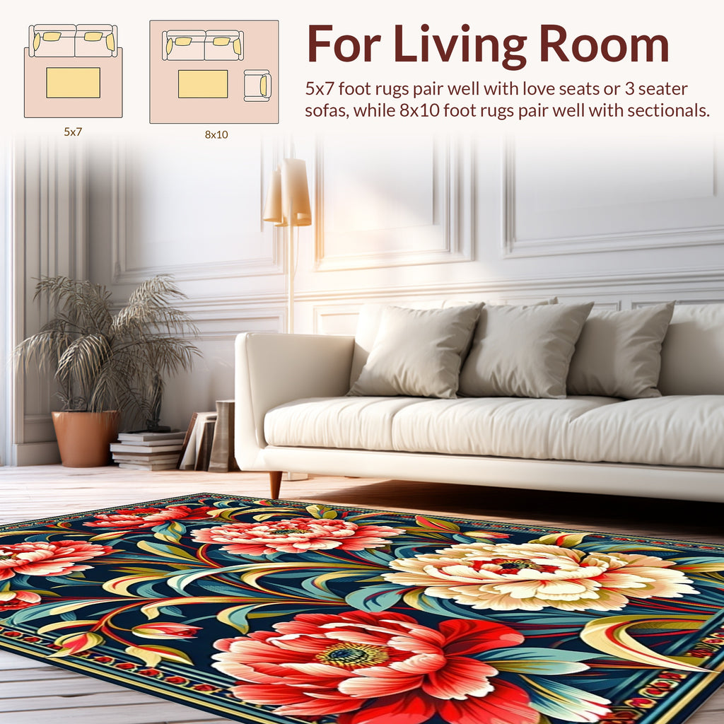 Rich Floral Botanical Pattern Rug
