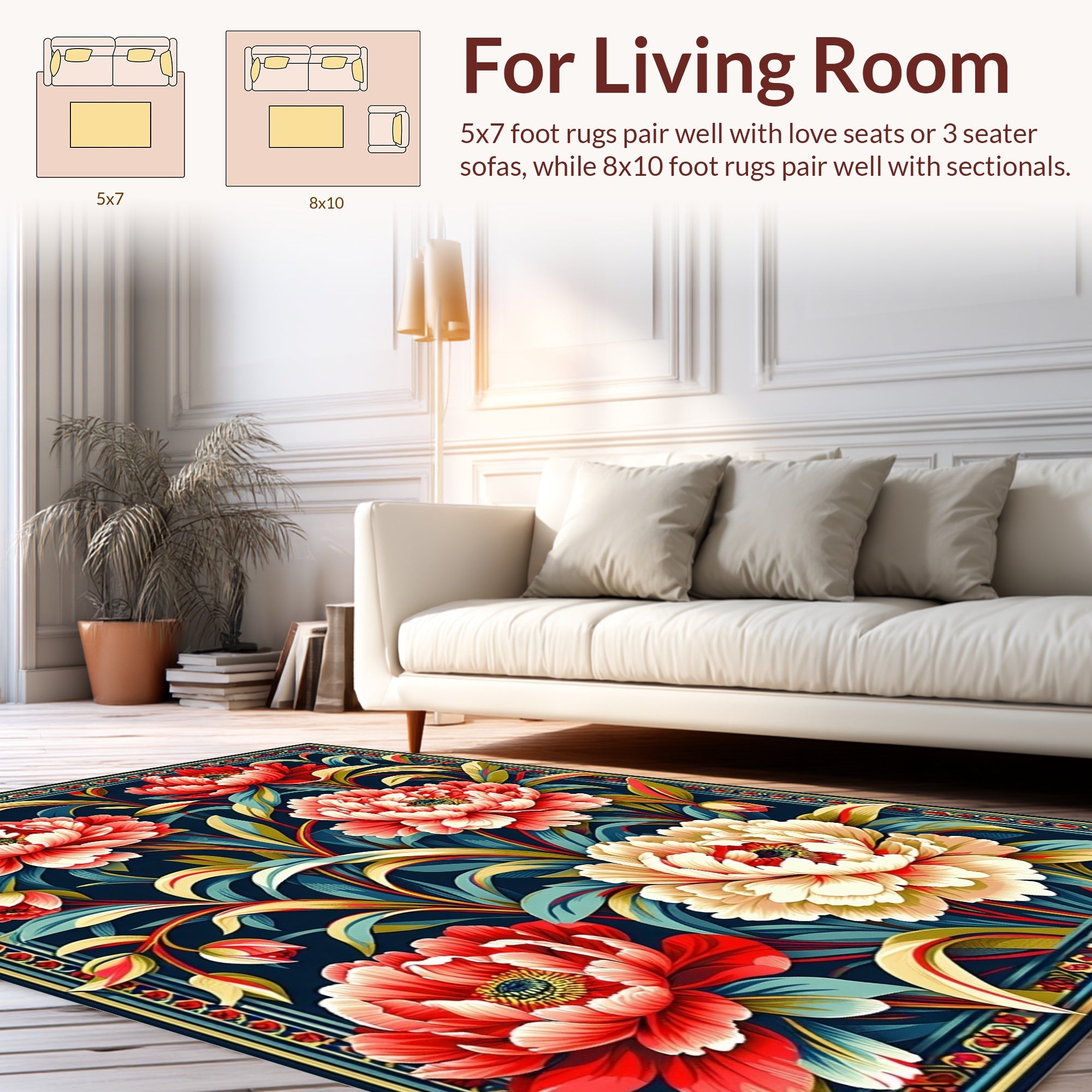 Rich Floral Botanical Pattern Rug