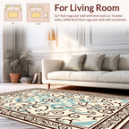 Ornate Swirls Light Blue Cream Rug