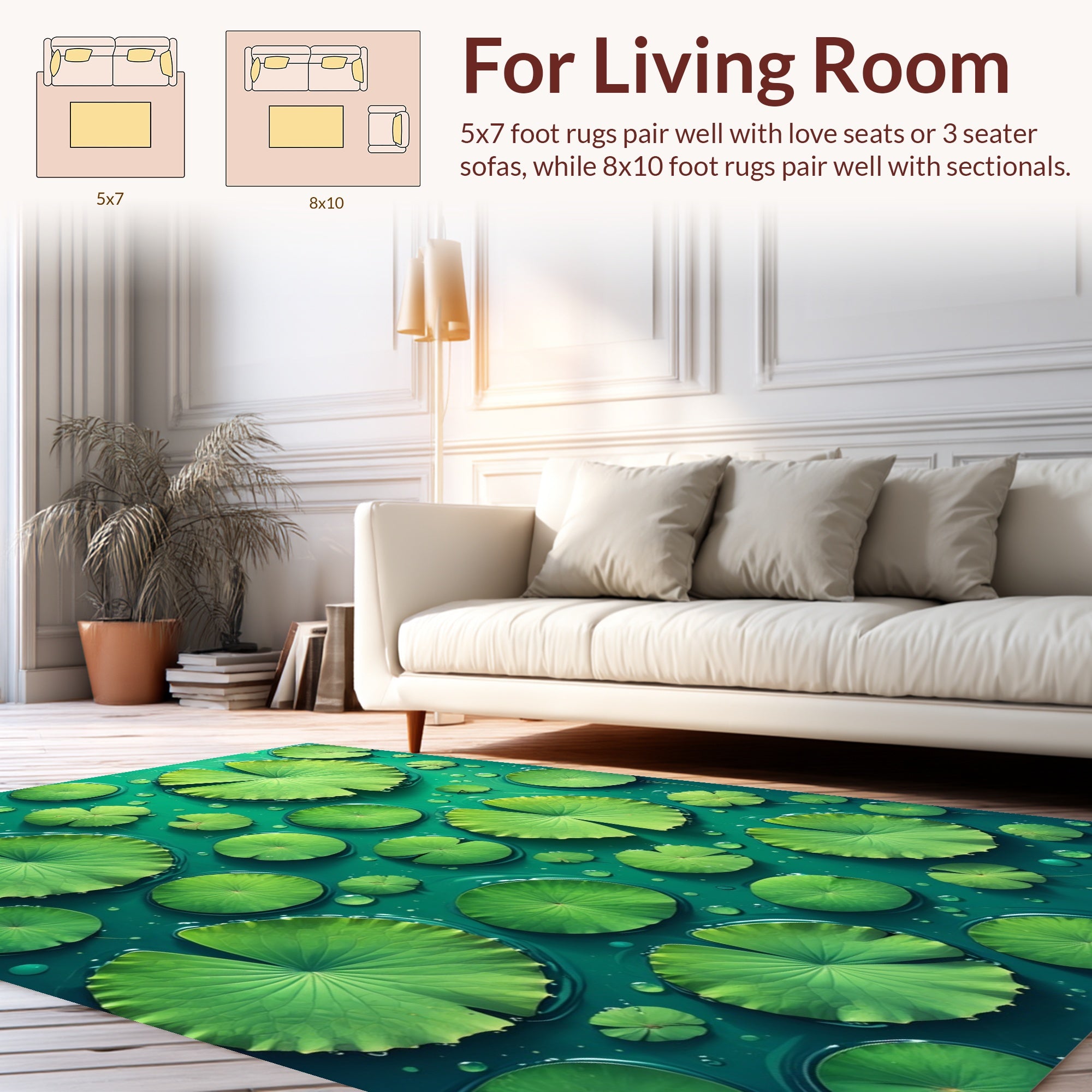 Verdant Lily Pads Pond Design Rug