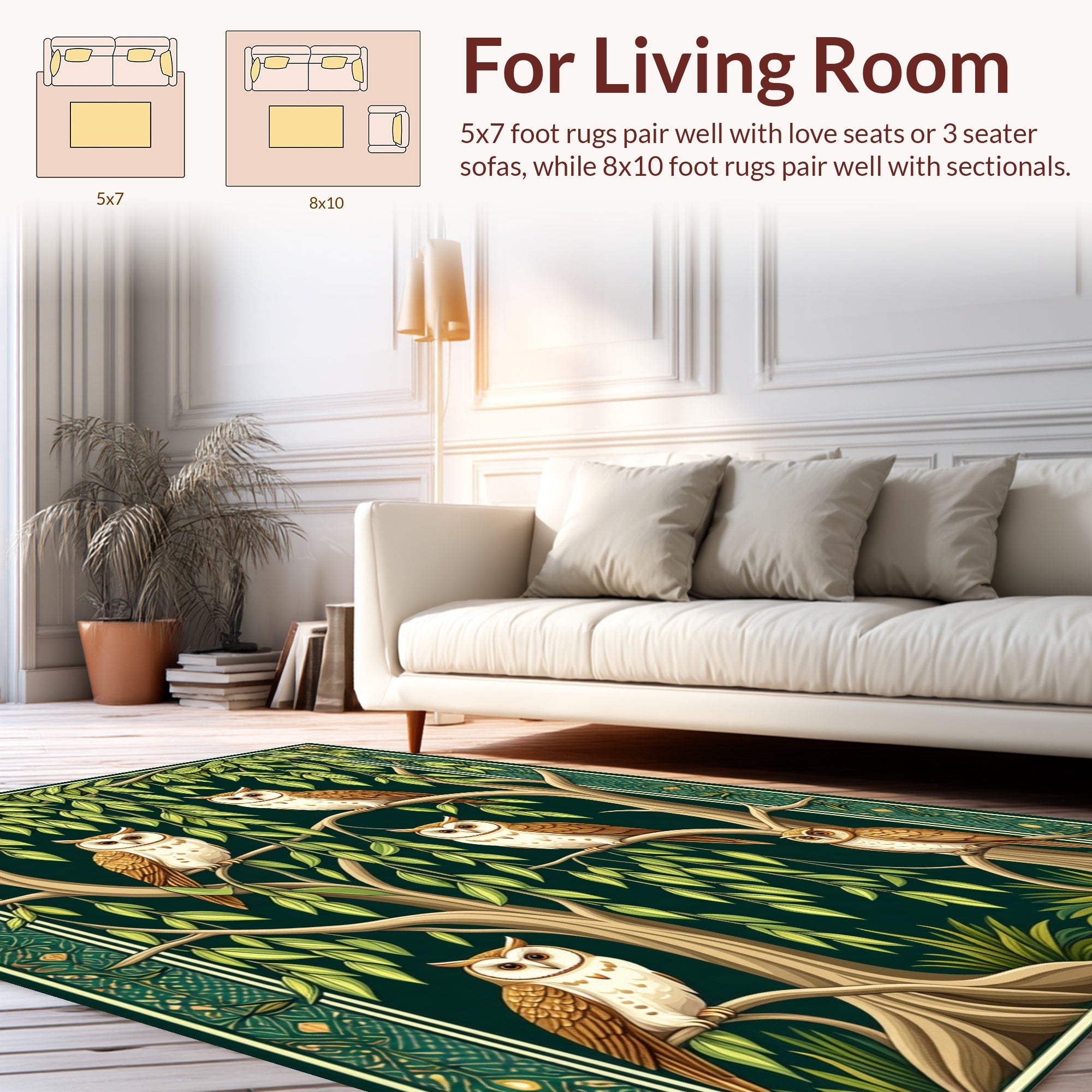 Whimsical Owls In Willow Tree Tapestry Rug