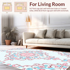 Pink Blue Abstract Floral Medallion Design Rug