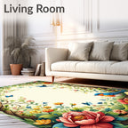 Whimsical Garden Birds and Butterflies Rug