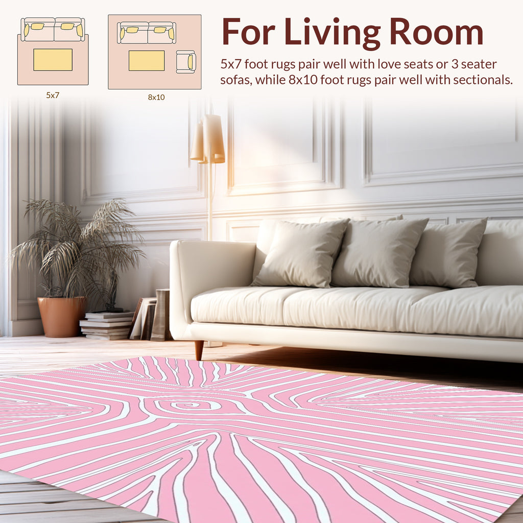 Abstract Swirl Pink Graphic Pattern Rug