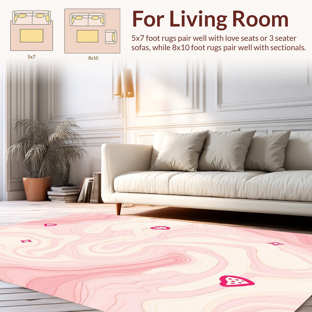 Whimsical Pink Strawberry Pattern Rug