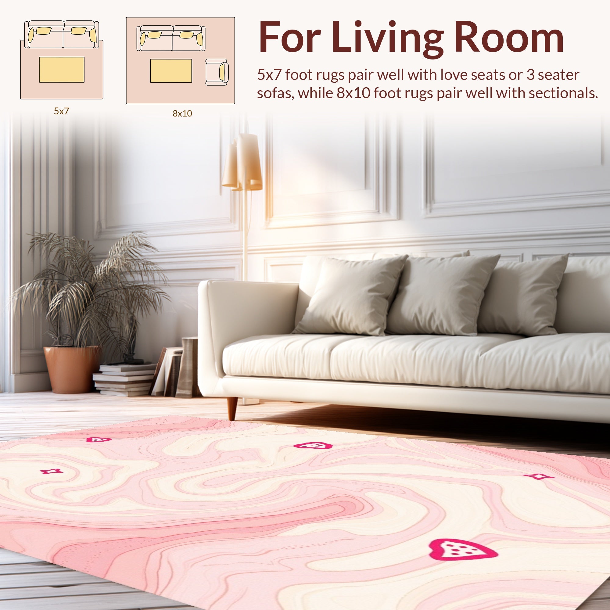 Whimsical Pink Strawberry Pattern Rug