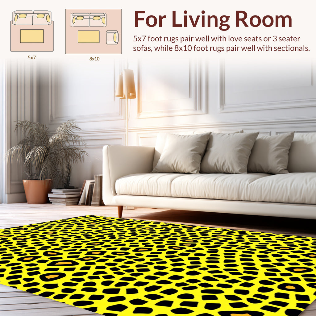 Yellow Leopard Spots Pattern Rug