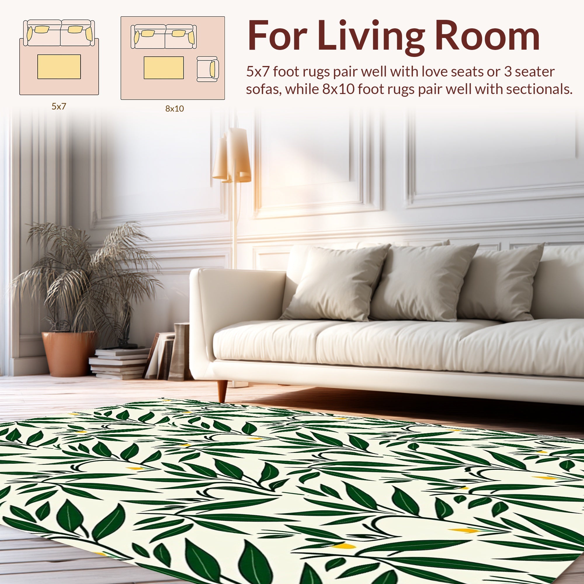 Evergreen Leaf Vine Pattern Rug