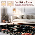 Floral Butterflies Botanical Dark Garden Rug