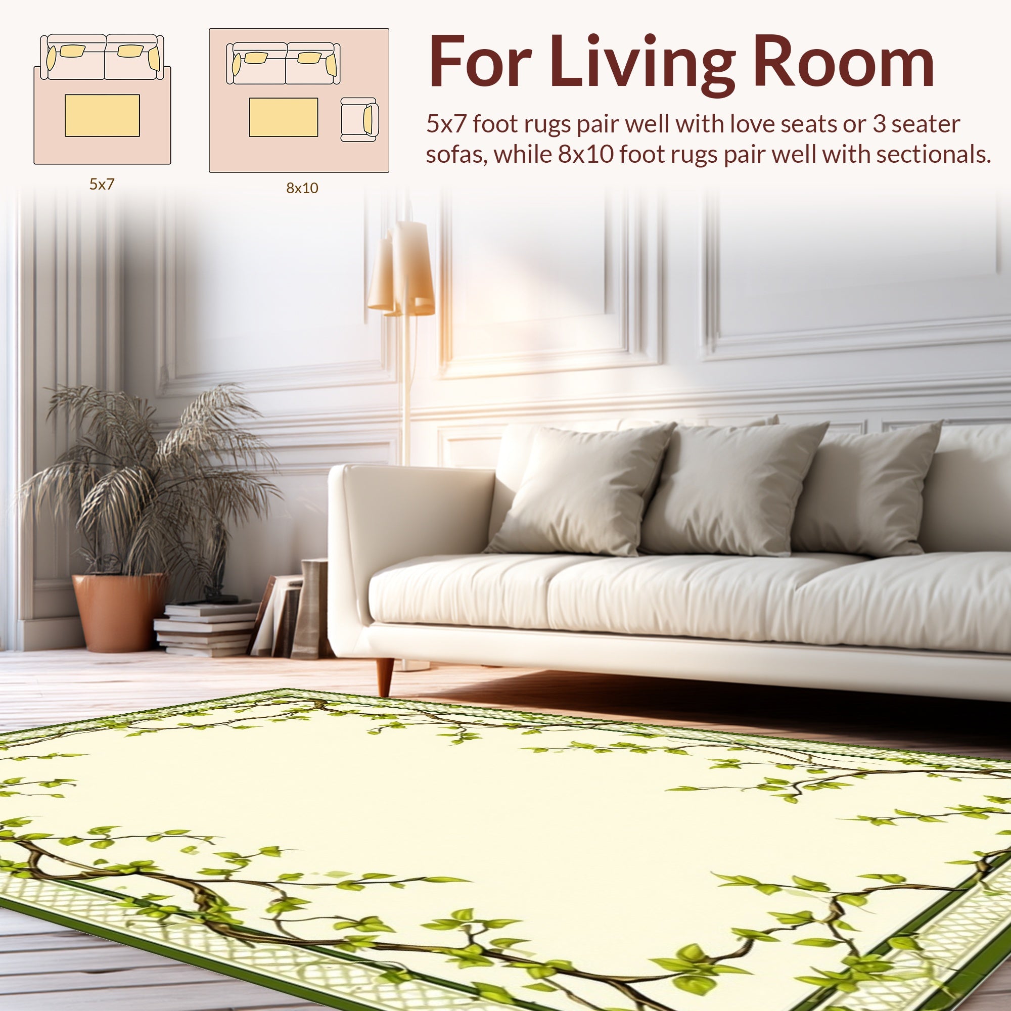 Vine And Trellis Natural Motif Rug