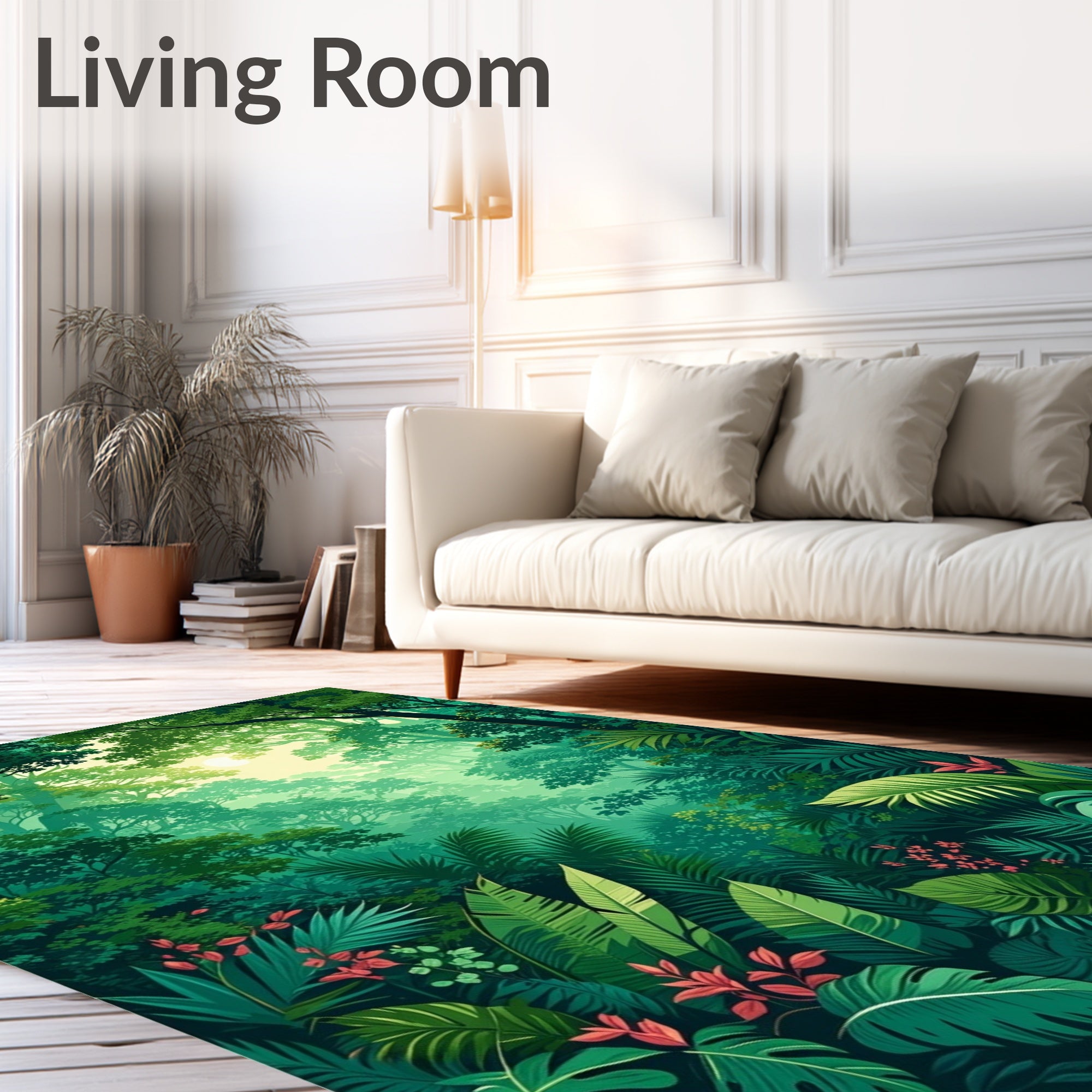 Lush Jungle Canopy With Tropical Foliage Rug