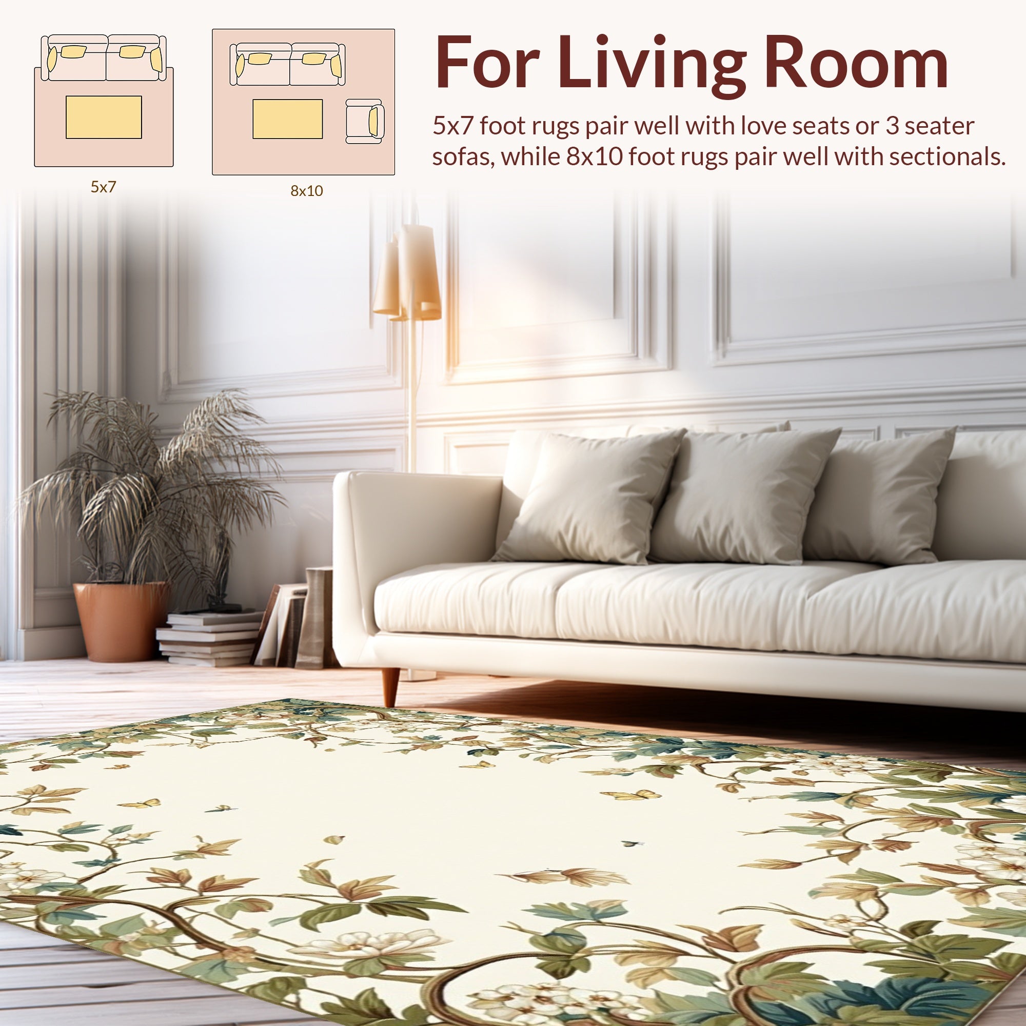 Botanical Garden With Butterflies Design Rug