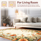 Vibrant Orange Floral Vine Pattern Rug
