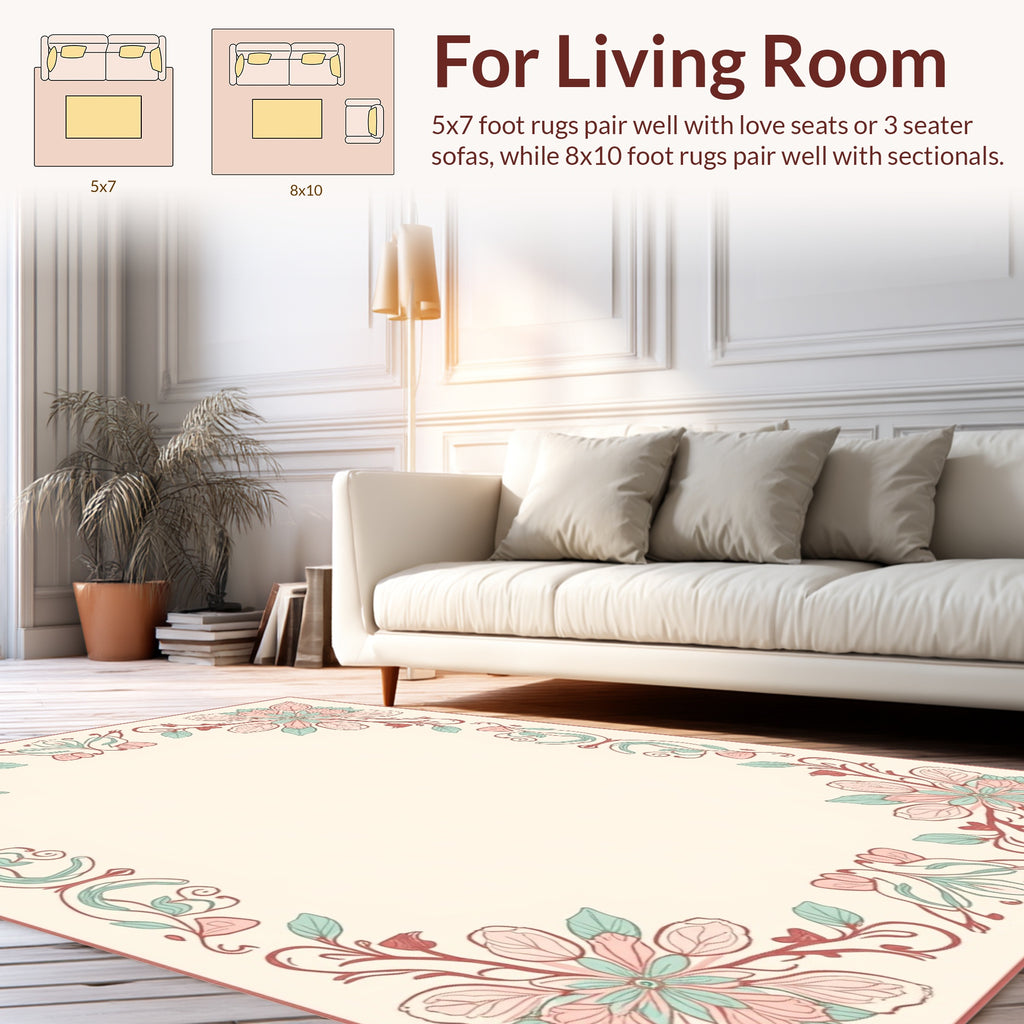 Art Nouveau Floral Border Design Rug