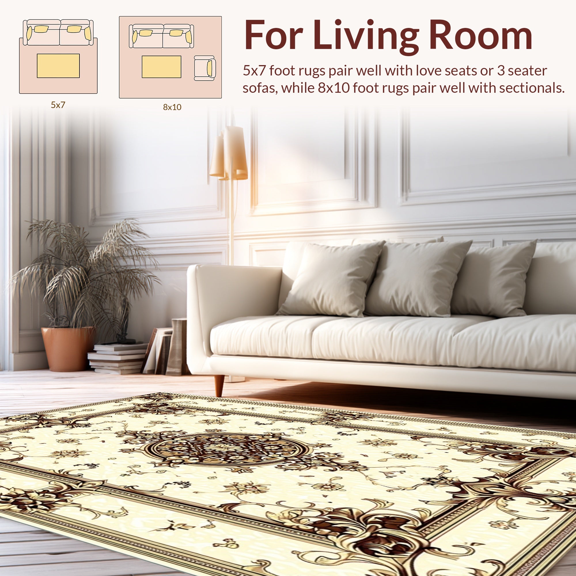 Intricate Floral and Scrollwork Design Rug
