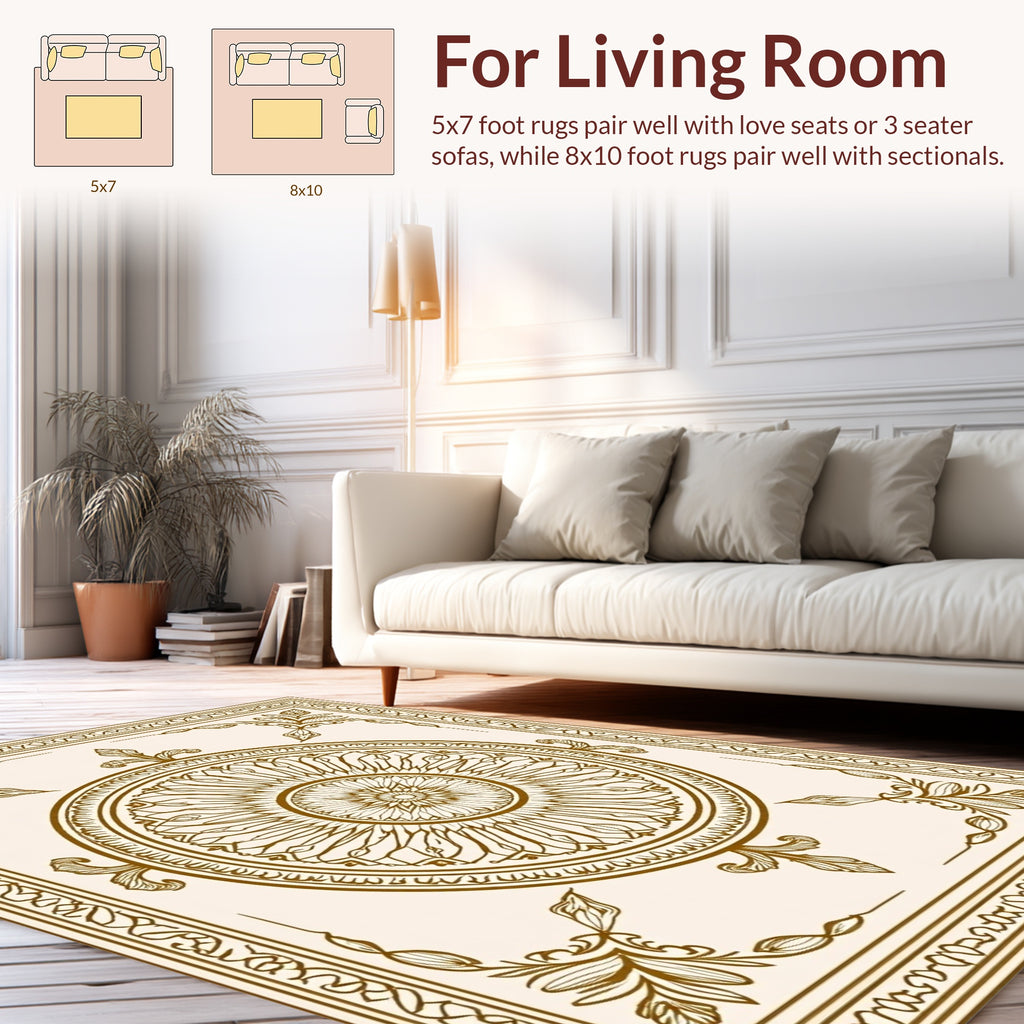 Grand Floral Mandala Decorative Border Rug