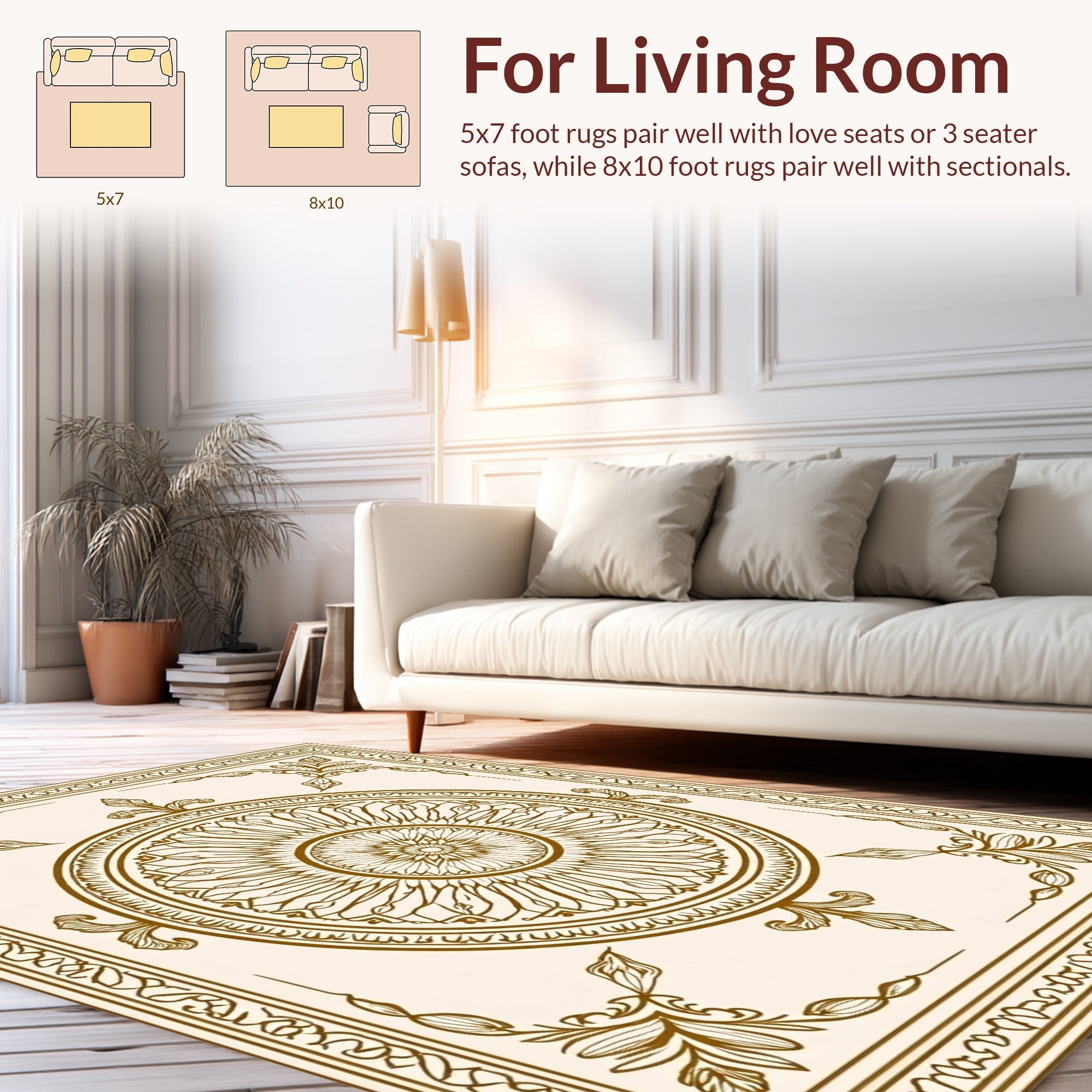 Grand Floral Mandala Decorative Border Rug