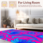 Bold Blue Floral Swirl Pattern Rug