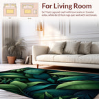 Lush Green Tropical Leaf Pattern Rug