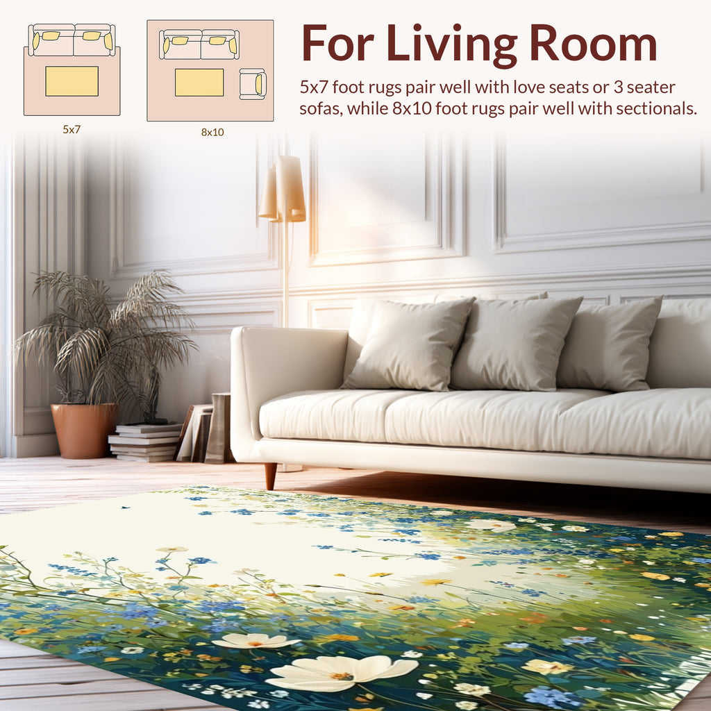 Wildflower Meadow Vibrant Garden Design Rug